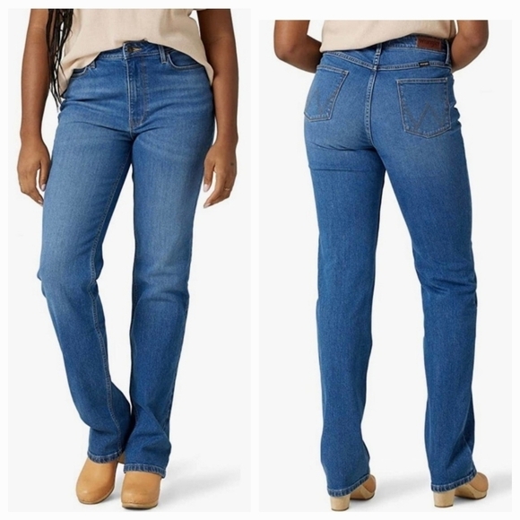 Wrangler Denim - Wrangler High Rise True Straight Western Denim Blue Jeans Sz 14/32 NEW